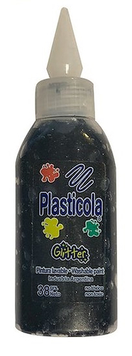 ADHESIVO CON GLITTER PLASTICOLA 38 Gr - $ 2.000