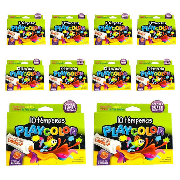TEMPERA PLAY COLOR CAJA X 10 SURTIDA - PACK X 10 Unid. PLAY COLOR Pack x 10