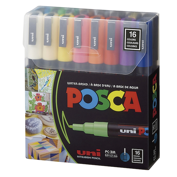 MARCADOR PC-3M PUNTA MEDIA SET X 16 CLASICO POSCA 0.9 MM - 1.3 MM