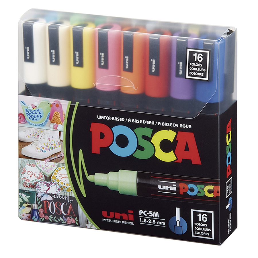 MARCADOR PC-5M PUNTA GRUESA SET X 16 CLASICO POSCA 1.8 MM - 2.5 MM - $ 79.000