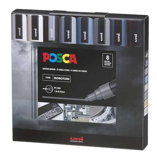MARCADOR PC-5M PUNTA GRUESA ESTUCHE X 8 POSCA 1.8 MM - 2.5 MM