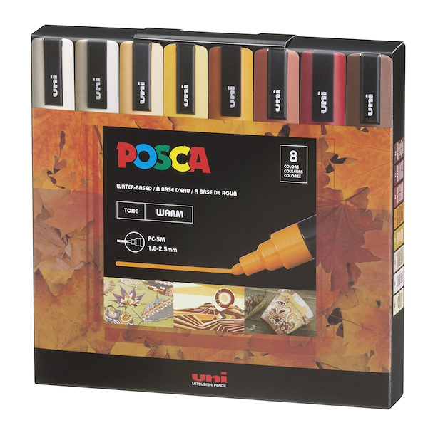MARCADOR PC-5M PUNTA GRUESA ESTUCHE X 8 POSCA 1.8 MM - 2.5 MM