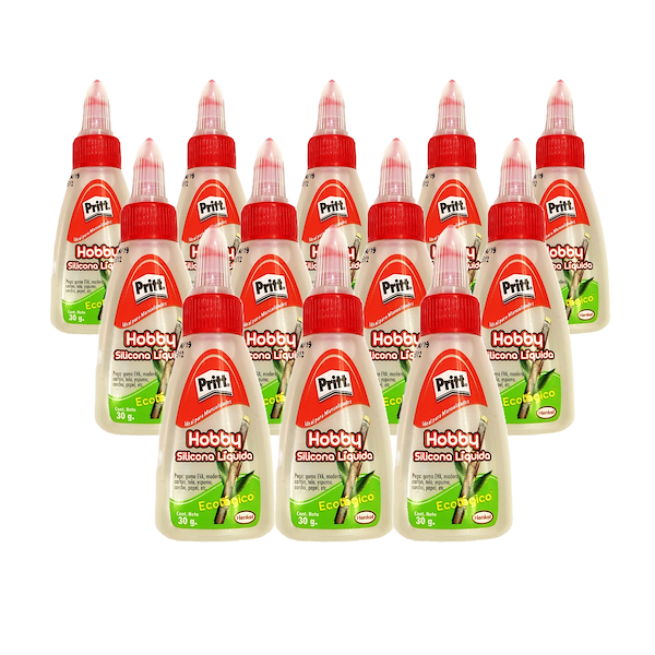 ADHESIVO SILICONA LIQUIDA CHICA X 30 Gr - SET X 12 PRITT 30 Gr - TRANSPARENTE