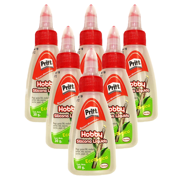 ADHESIVO SILICONA LIQUIDA FRIA 30 Gr - PACK X 6 Unidades PRITT 30 Gr - TRANSPARENTE