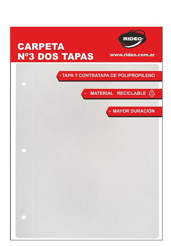CARPETA - Nº3 DOS TAPAS - LINE - COLORES CLASICOS RIDEO - $ 3.900