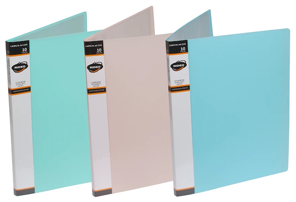 CARPETA - A4 - CON 10 FOLIOS - FLEX - COLORES PASTEL RIDEO