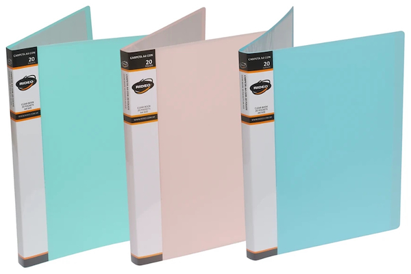 CARPETA - A4 - CON 20 FOLIOS - FLEX - COLORES PASTEL RIDEO