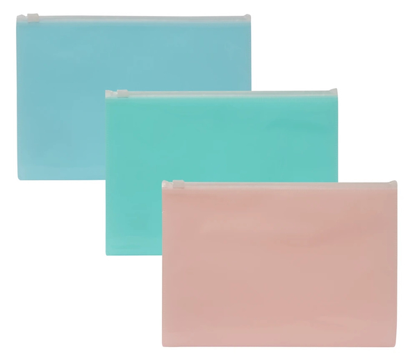 SOBRE PLASTICO A4 CON CIERRE ZIPPER - COLOR PASTEL RIDEO