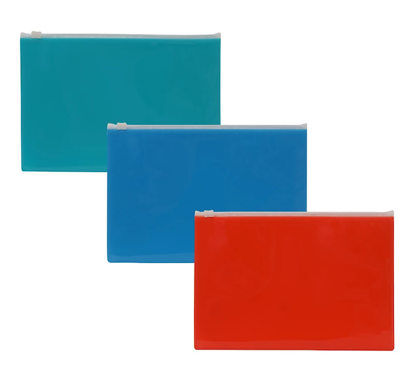 SOBRE PLASTICO A5 CON CIERRE ZIPPER - COLOR CLASICO RIDEO