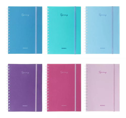 CUADERNO SPRING CON ELASTICO A5 X 120 Hjs - CUADRICULADAS RIDEO - $ 7.900