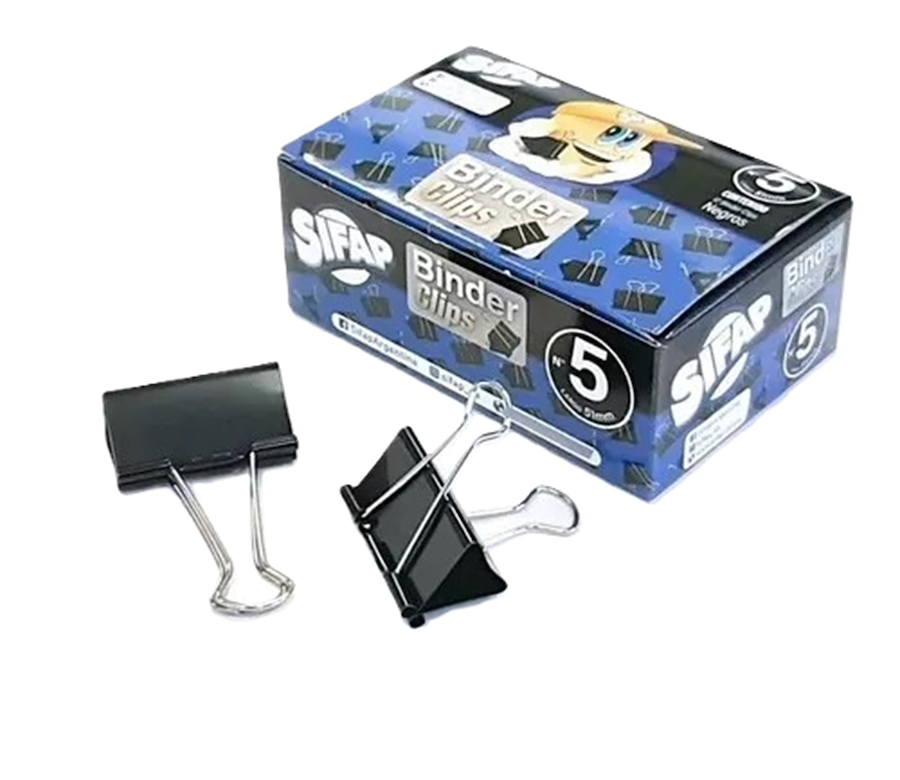 APRIETA PAPELES BINDER 5 NEGRO X12 UDS. (51 MM) SIFAP - $ 7.500