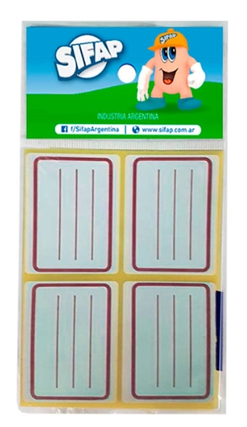 ETIQUETA ESCOLAR SIFAP PACK X 8 UNID.