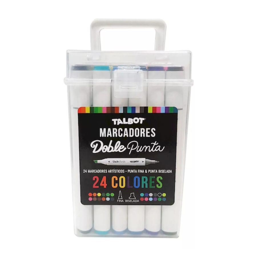 MARCADOR DOBLE PUNTA VALIJA x 24 U. TALBOT 24 Unid - $ 19.000