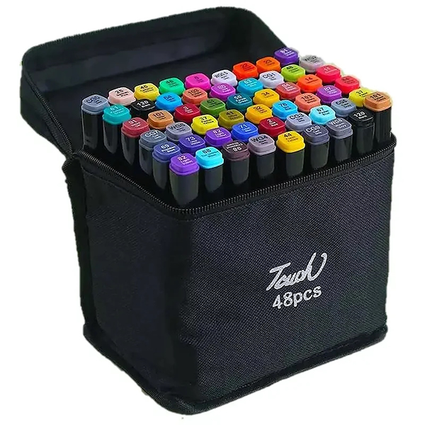 MARCADOR DOBLE PUNTA VALIJA TELA TOUCH 48 Unid.