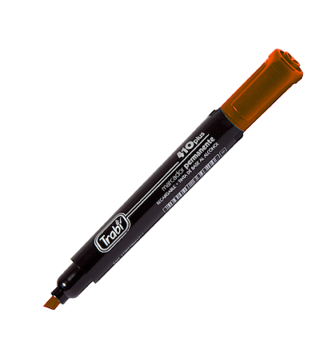 MARCADOR INDELEBLE 410 - MARRON TRABI 410 - PUNTA BISELADA - $ 1.500