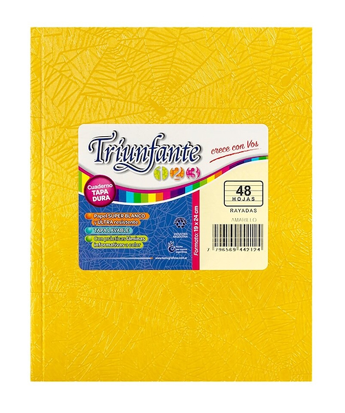 CUADERNO N°3 RAYADO X 50 Hjs - ARAÑA TRIUNFANTE AMARILLO