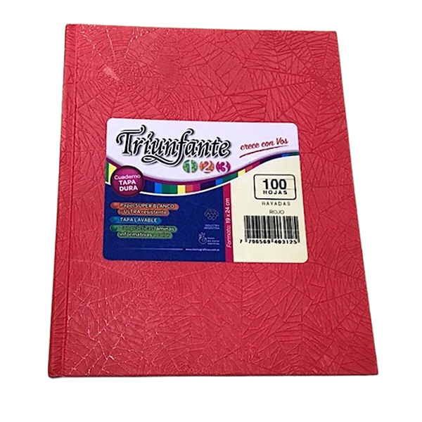 CUADERNO N°3 RAYADO X 100 Hjs - ARAÑA TRIUNFANTE ROJO