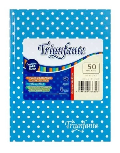 CUADERNO N°3 RAYADO X 50 Hjs - LUNAR TRIUNFANTE CELESTE - $ 5.900