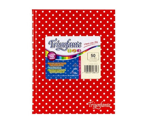 CUADERNO N°3 RAYADO X 50 Hjs - LUNAR TRIUNFANTE ROJO - $ 6.000