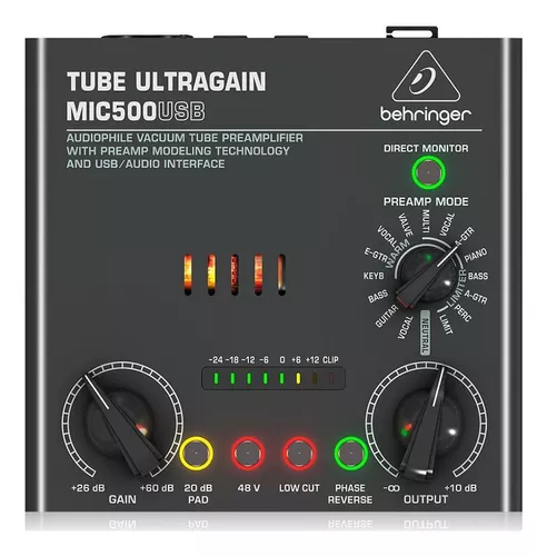 BEHRINGER MIC500 - USB Preamplificador Valvular p/Microfono