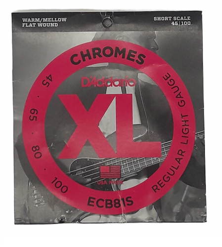 DADDARIO Strings ECB81S Chromes Flatwound - Short Scale 045/100 Encordado p/Bajo Eléctrico Liso