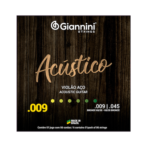 GIANNINI GESWAL - 09/45 - 65/35 Encordado p/Guitarra Acústica *