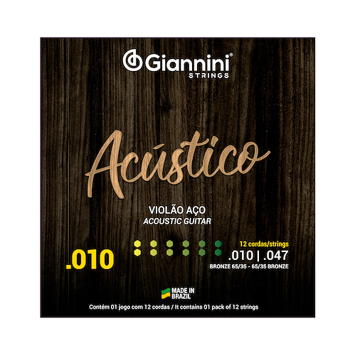 GIANNINI GESWA-12  - 10-47  65/35 - 12 Cuerdas Encordado p/Guitarra Acústica *