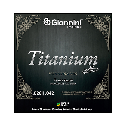GIANNINI GENWTA - Tension Alta  85/15 Titanium Encordado p/Guitarra Clásica *