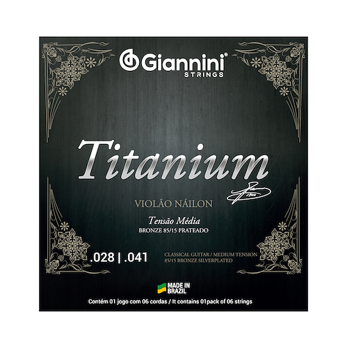GIANNINI GENWTM - Tension Media 85/15 Titanium Encordado p/Guitarra Clásica *