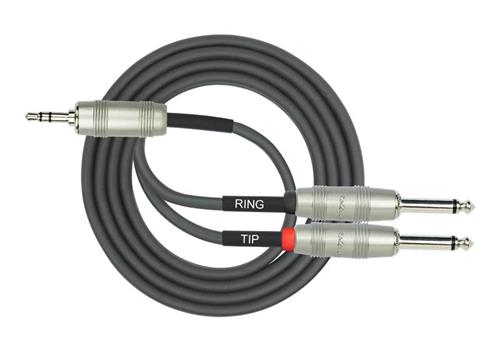 KIRLIN Y-362PRL-03FT - 90cm Cable Estéreo Miniplug TRS a 2 Plug 1/4 TS