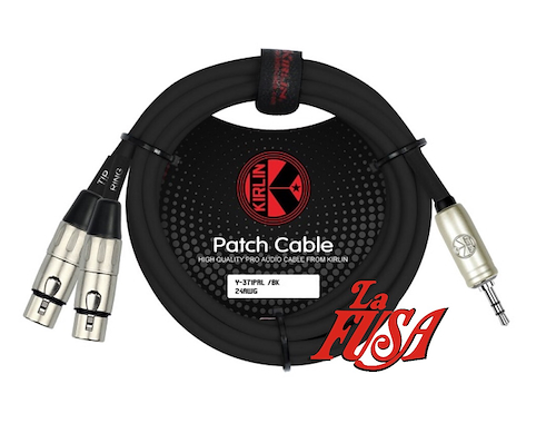 KIRLIN Y-371PRL-03FT - 90cm Cable Estéreo Miniplug TRS a 2 Canon