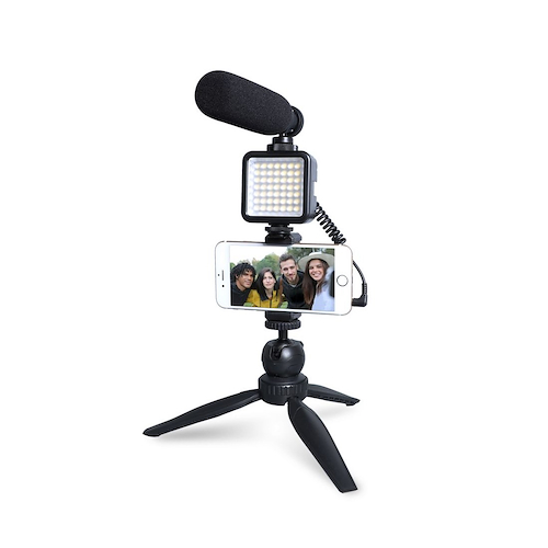 MAONO AU-CM11PL Kit Video Micrófono c/soporte y luz p/ Smartphone