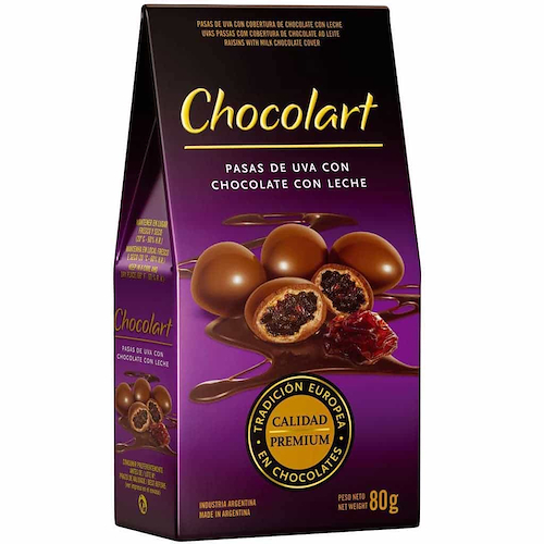 CHOCOLART Pasas De Uva Con Chocolate Con Leche 80g