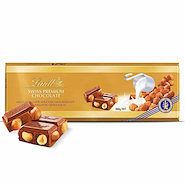 LINDT Barra Gold De Chocolate Clasico Con Avellanas 300g