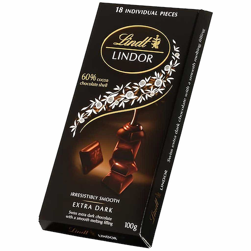 LINDT Tableta De Chocolate Lindor Singles 60% Cacao 100g