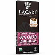 PACARI Chocolate Orgánico Amargo 60% Cacao Esmeraldas 50g