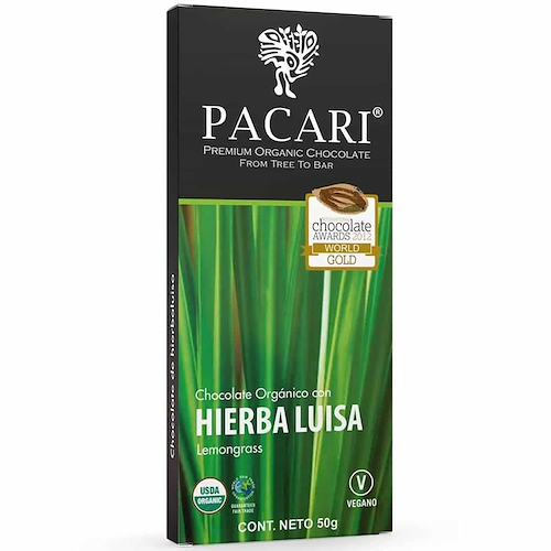PACARI Chocolate Orgánico Hierba Luisa Lemongrass 50g