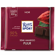 RITTER SPORT Chocolate Semiamargo 50% Cacao 100g