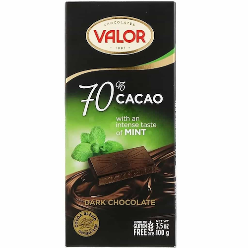 VALOR Chocolate Amargo 70% Cacao Con Menta 100g