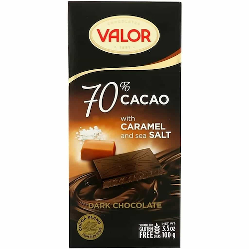 VALOR Chocolate Amargo 70% Cacao Con Sal Y Caramelo 100g