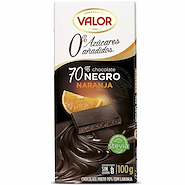 VALOR Chocolate Amargo Sin Azucar 70% Cacao Con Naranja
