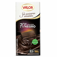 VALOR Chocolate Amargo Sin Azúcar 70% Cacao 100g