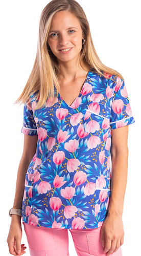 Chaqueta de Batista Estampada Entallada Tulipanes