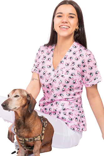 Chaqueta de Tela Importada Estampada Entallada Perritos