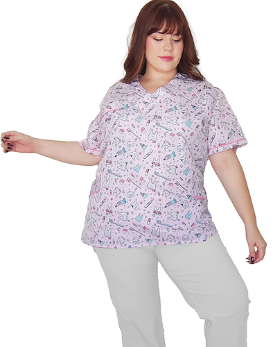 Ambo de Chaqueta Estampada y Pantalon Spandex T. Especial Dientitos