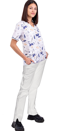 Ambo de Chaqueta Estampada y Pantalon Spandex Veterinaria