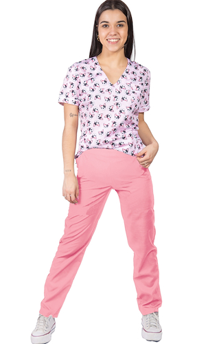 Ambo de Chaqueta Estampada y Pantalon Spandex Veterinaria