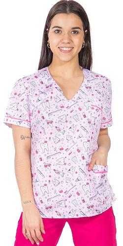 Chaqueta de Tela Importada Estampada Entallada Dientitos