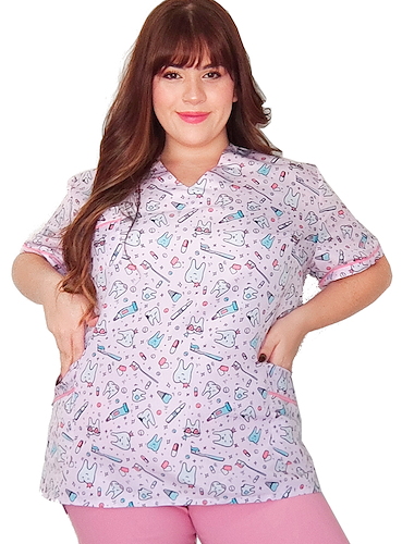 Chaqueta de Tela Importada Estampada Entallada T ESPECIAL Dientitos