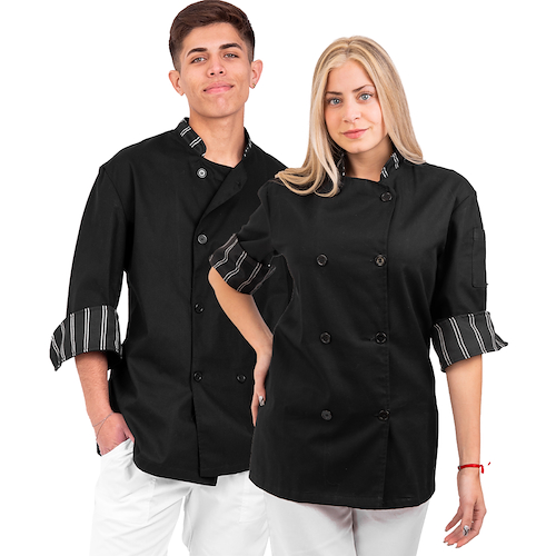 Chaqueta de Gabardina Chef Cruzada NEGRA chef
